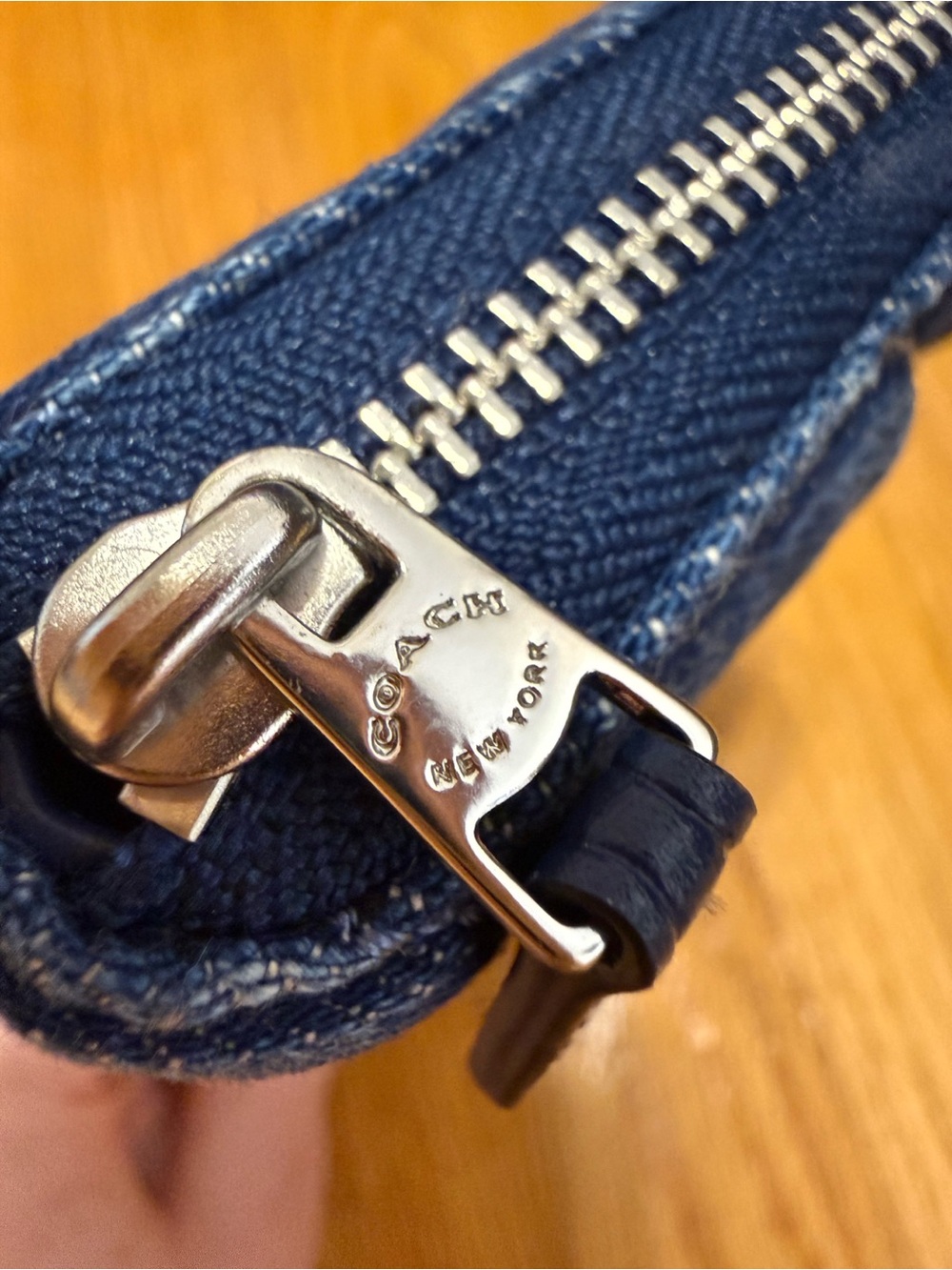 Coach Quilted Denim Zip-Around Wallet in Dark Blue - Picture 3 of 9
